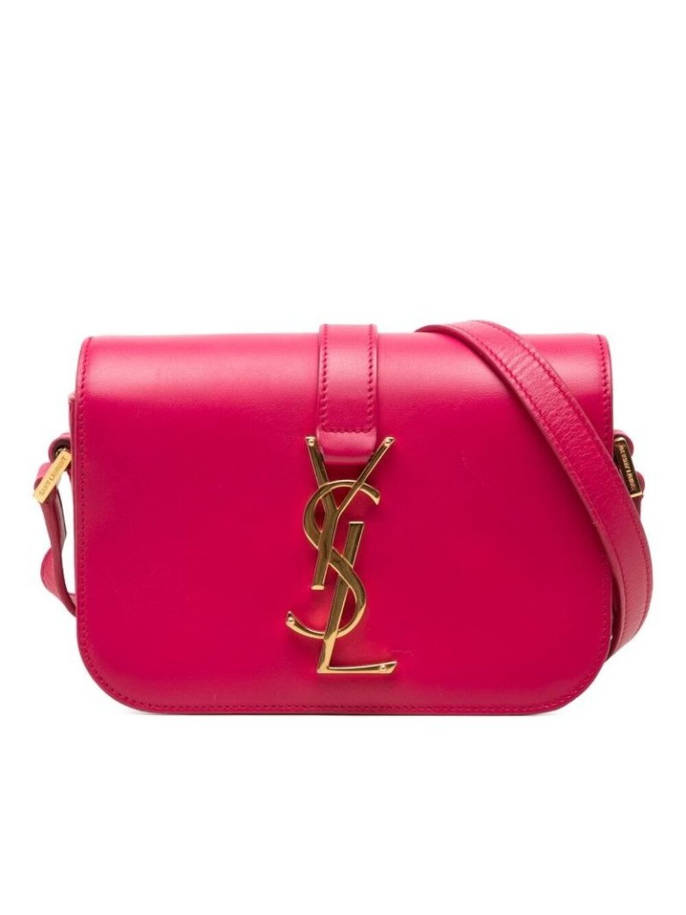 Saint Laurent Cassandra YSL Logo Crossbody Shoulder Bag Pink Gold Leather